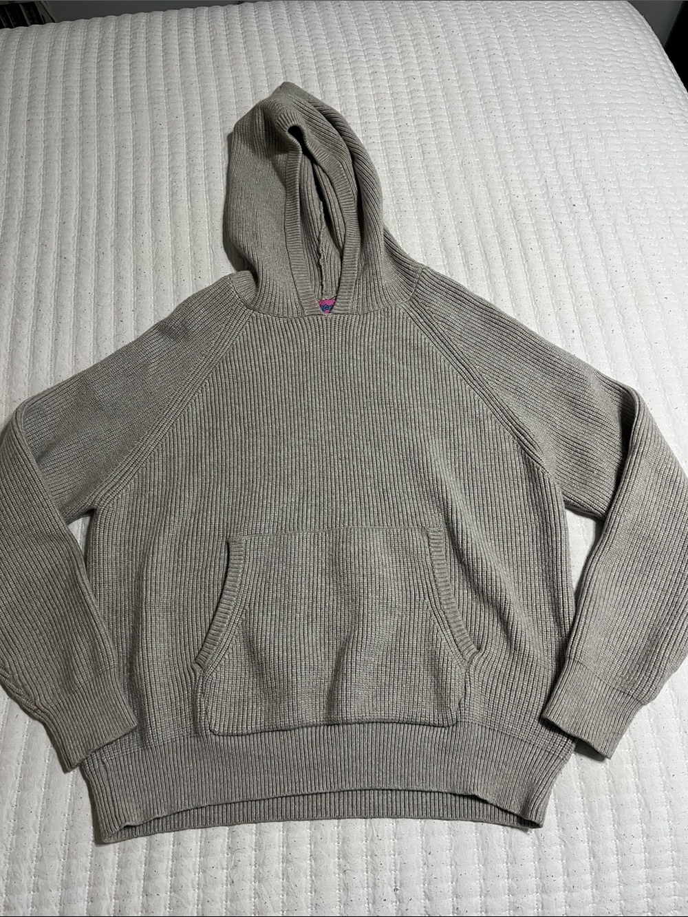 Edikted Ribbed Hooded Sweater in Taupe Neutral